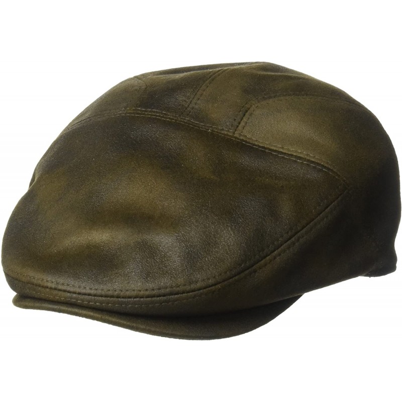 Newsboy Caps Men's Faux Ultra-Suede Leather New Shape Ivy Hat - Distressed Brown - CB11H4IND3J $21.19