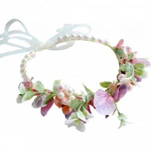 Headbands Adjustable Flower Headband Hair Wreath Floral Garland Crown Halo Headpiece with Ribbon Boho Wedding Festival - 4 - ...