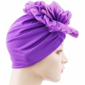 Skullies & Beanies Big Flower Elastic Cloth Head Cap Hat Chemo Beanie Ladies Turban Knitted Scarf Cap - Purple - CC18RGKKN6E ...