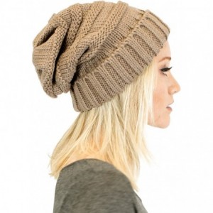 Skullies & Beanies Soft Knit Oversized Stretchy Unisex Slouchy Beanie - Taupe - C819289MZ20 $11.69