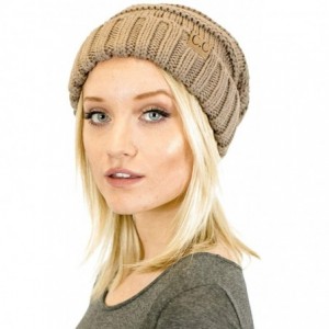 Skullies & Beanies Soft Knit Oversized Stretchy Unisex Slouchy Beanie - Taupe - C819289MZ20 $11.69