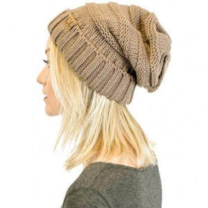 Skullies & Beanies Soft Knit Oversized Stretchy Unisex Slouchy Beanie - Taupe - C819289MZ20 $11.69