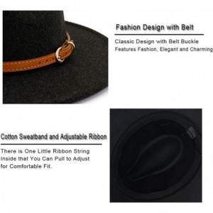 Fedoras Classic Wool Fedora Hats Wide Brim Belt Buckle for Women & Men - A-brown Belt Black - CW18ZQ64959 $13.25