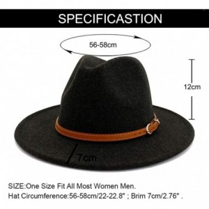 Fedoras Classic Wool Fedora Hats Wide Brim Belt Buckle for Women & Men - A-brown Belt Black - CW18ZQ64959 $13.25