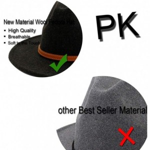 Fedoras Classic Wool Fedora Hats Wide Brim Belt Buckle for Women & Men - A-brown Belt Black - CW18ZQ64959 $13.25