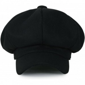 Newsboy Caps Solid Wool-Blended Felt 8 Panel Newsboy Hat Duck Bill Gatsby Flat Cap - Black - C012NTX31Z7 $23.45