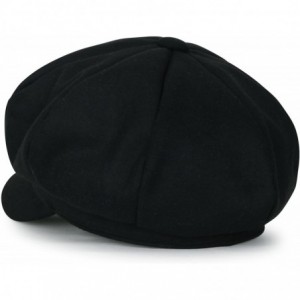 Newsboy Caps Solid Wool-Blended Felt 8 Panel Newsboy Hat Duck Bill Gatsby Flat Cap - Black - C012NTX31Z7 $23.45