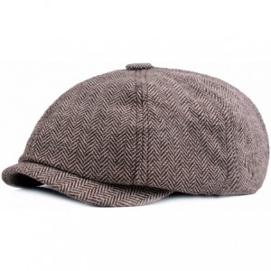 Newsboy Caps Mens Tweed Ivy Newsboy Cabbie Gatsby Golf Beret Painter Hats Caps for Men - Khaki - C91803XNO8C $9.07