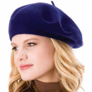 Berets French Beret - Wool Solid Color Womens Beanie Cap Hat - Blue - CK12FMUX4I9 $9.16