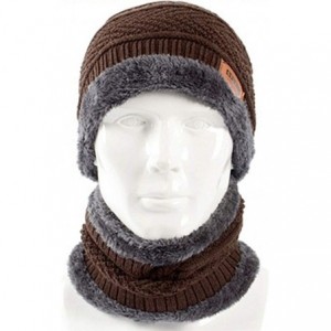 Skullies & Beanies Men's Women Beanie Winter Hat Scarf Set Warm Knit Hat Thick Outdoors Ski Beanies Hat for Winter - Brown - ...