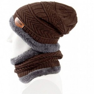 Skullies & Beanies Men's Women Beanie Winter Hat Scarf Set Warm Knit Hat Thick Outdoors Ski Beanies Hat for Winter - Brown - ...