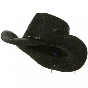 Cowboy Hats Womens Straw Outback Toyo Cowboy Hat - Black - CT111QRKYAD $29.32