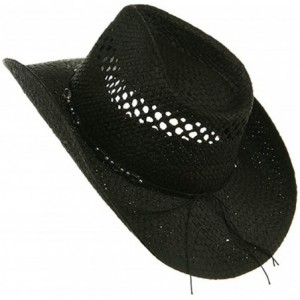 Cowboy Hats Womens Straw Outback Toyo Cowboy Hat - Black - CT111QRKYAD $12.45