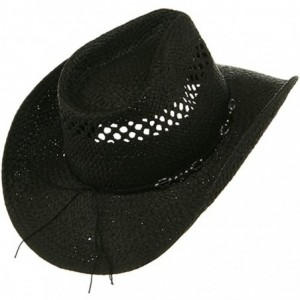 Cowboy Hats Womens Straw Outback Toyo Cowboy Hat - Black - CT111QRKYAD $12.45