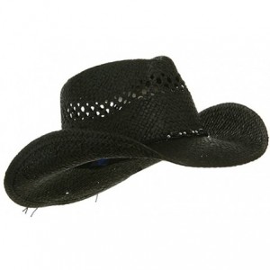 Cowboy Hats Womens Straw Outback Toyo Cowboy Hat - Black - CT111QRKYAD $12.45