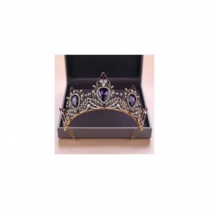 Headbands Vintage Deep Purple Crystal Crown For Women Queen Princess Rhinestones Diadems Bridal Tiaras Crowns - color - C718Y...