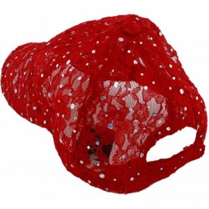 Baseball Caps Women's Lace Glitter Sequin Baseball Hat Cap - Red - CN110CS9VTN $9.54