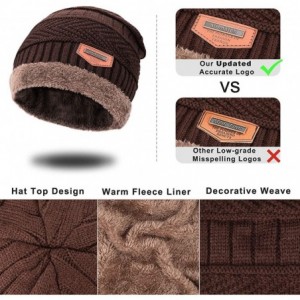 Skullies & Beanies Winter Knit Beanie Hat Neck Warmer Scarf and Touch Screen Gloves Set 2/3 Pcs Fleece Lined Skull Cap for Me...