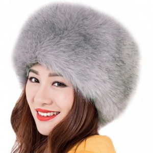 Skullies & Beanies Faux Fur Warm Hat for Women Russian Cossack Style Winter - Light Gray - CI128TE8SF9 $16.42