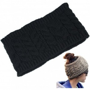 Cold Weather Headbands knitting Crochet Headband Elastic - Black - CG12O1SIILC $18.38