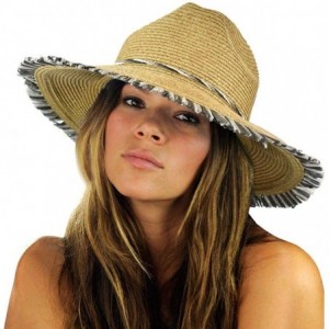 Fedoras Teardrop Dent Braided Trim Casual Panama Fedora Sun Hat - Black Fringe - CH195CAD6GX $16.86