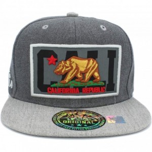 Baseball Caps Embroidered California Republic Bear in Square Patch Snapback Baseball Hat - Cali/Charcoal-hgrey - CU1939NKU3S ...