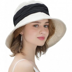 Sun Hats Sun Hats for Women Roll-up Wide Brim Summer Beach Hat Foldable Floppy Cotton Hat - Beige-strappy Hat - C818D3OKM6D $...