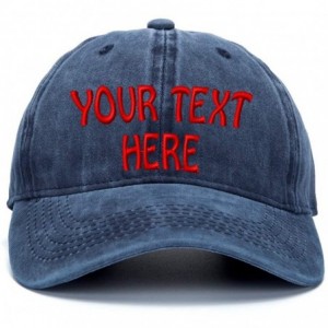 Baseball Caps Custom Denim Hat Embroidered Men Women Personalized Text Name Baseball Cap - Retro Navy - C718GAZSG7M $17.58