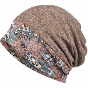 Skullies & Beanies Womens Cotton Beanie Lace Turban Soft Sleep Cap Chemo Hats Fashion Slouchy Hat - 2pack-2with Warm Fleece L...