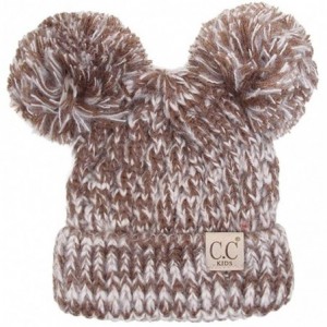 Skullies & Beanies Children Kid Toddler Girl Boy Colorful Knit Beanie with Knit Double Pom Pom - Brown - CN18OE307QR $16.56