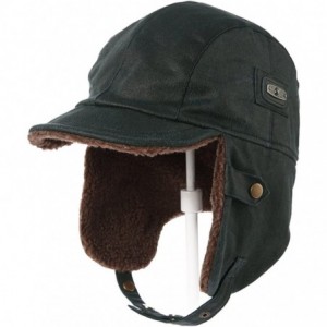 Bomber Hats Aviator Hat Faux Leather Pilot Cap Adult Men Winter Trapper Hunting Hat - 88115_navy - CQ12N7VM665 $23.95