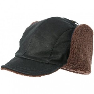 Bomber Hats Aviator Hat Faux Leather Pilot Cap Adult Men Winter Trapper Hunting Hat - 88115_navy - CQ12N7VM665 $23.95