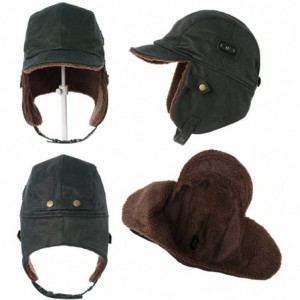 Bomber Hats Aviator Hat Faux Leather Pilot Cap Adult Men Winter Trapper Hunting Hat - 88115_navy - CQ12N7VM665 $23.95