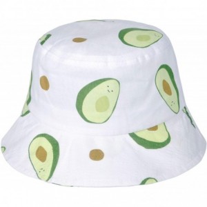 Bucket Hats Unisex Cute Print Bucket Hat Summer Fisherman Cap - Avocado White - CY18TR0I8AC $17.16