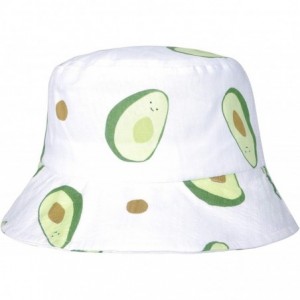 Bucket Hats Unisex Cute Print Bucket Hat Summer Fisherman Cap - Avocado White - CY18TR0I8AC $17.16