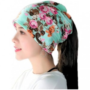 Skullies & Beanies Flower Slouchy Chemo Beanie Hat Turban Headwear Sport Cap for Cancer - F - CF18E32X647 $17.82