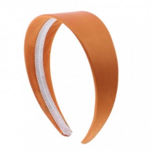 Headbands Orange 2 Inch Wide Satin Hard Headband with No Teeth (Motique Accessories) - Orange - CJ128HUU9R5 $19.36