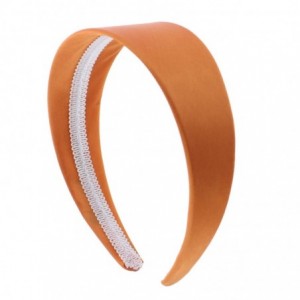 Headbands Orange 2 Inch Wide Satin Hard Headband with No Teeth (Motique Accessories) - Orange - CJ128HUU9R5 $10.78