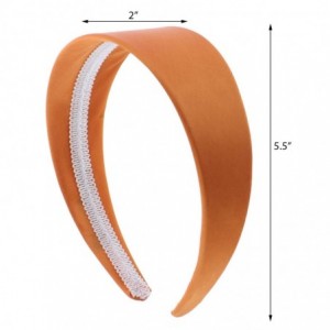 Headbands Orange 2 Inch Wide Satin Hard Headband with No Teeth (Motique Accessories) - Orange - CJ128HUU9R5 $10.78