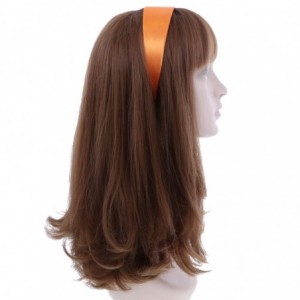 Headbands Orange 2 Inch Wide Satin Hard Headband with No Teeth (Motique Accessories) - Orange - CJ128HUU9R5 $10.78