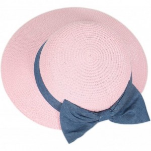 Sun Hats Beach Hats for Women Wide Brim Summer Sun hat- Floppy Paper Straw Foldable Packable - Ribbon Pink - CA18ERO22Z5 $16.09