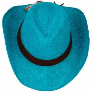 Cowboy Hats Men's & Women's Western Style Cowboy/Cowgirl Straw Hat - Cow1807turquoise - CS18QQDMCZS $7.74