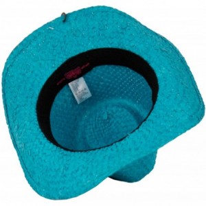 Cowboy Hats Men's & Women's Western Style Cowboy/Cowgirl Straw Hat - Cow1807turquoise - CS18QQDMCZS $7.74