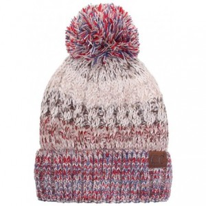 Skullies & Beanies Unisex Cuffed Multi Color with Warm Lining Interior Pom Pom Skull Beanie Hat - Beige - C418I55OUZ7 $21.84