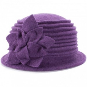 Berets Womens 1920s Look 100% Wool Beret Beanie Cloche Bucket Winter Hat A543 - Purple - CN1936SU60O $23.75