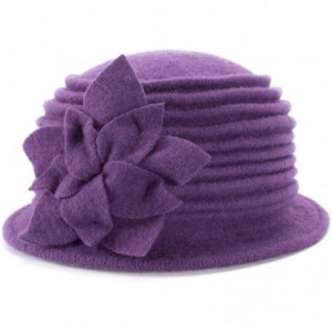 Berets Womens 1920s Look 100% Wool Beret Beanie Cloche Bucket Winter Hat A543 - Purple - CN1936SU60O $12.81