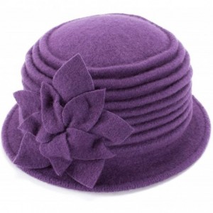 Berets Womens 1920s Look 100% Wool Beret Beanie Cloche Bucket Winter Hat A543 - Purple - CN1936SU60O $12.81