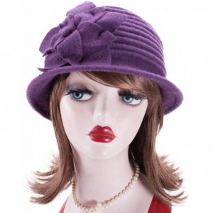 Berets Womens 1920s Look 100% Wool Beret Beanie Cloche Bucket Winter Hat A543 - Purple - CN1936SU60O $12.81