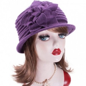 Berets Womens 1920s Look 100% Wool Beret Beanie Cloche Bucket Winter Hat A543 - Purple - CN1936SU60O $23.44