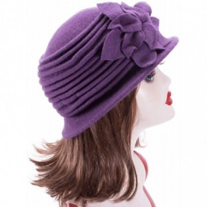 Berets Womens 1920s Look 100% Wool Beret Beanie Cloche Bucket Winter Hat A543 - Purple - CN1936SU60O $12.81